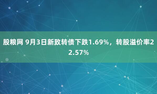股粮网 9月3日新致转债下跌1.69%，转股溢价率22.57%